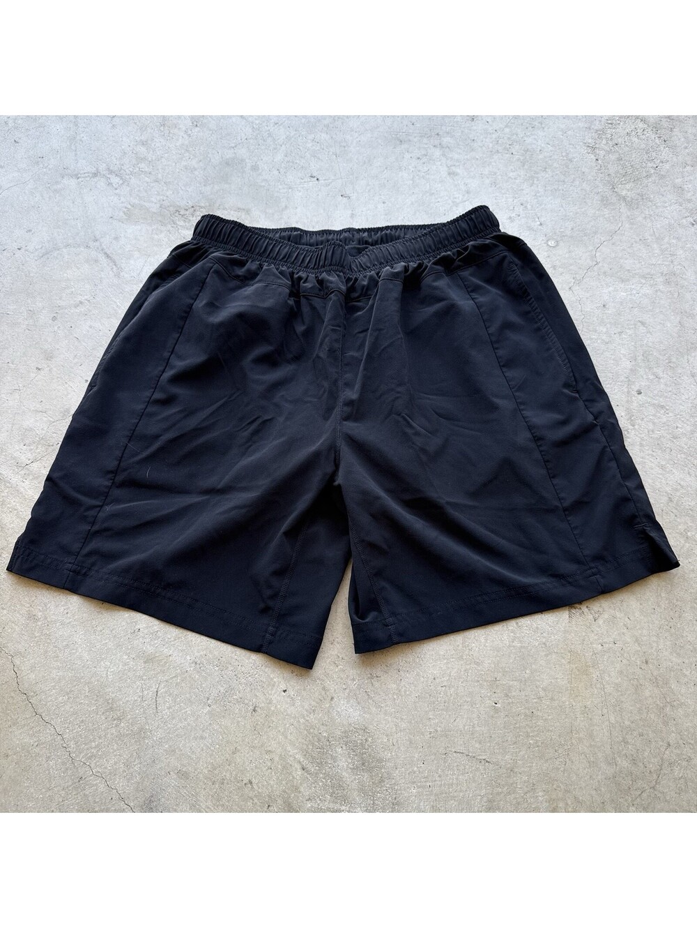 Fourlaps Shorts Mens Medium Black 6 Inch Lined Zip Pockets Running Training